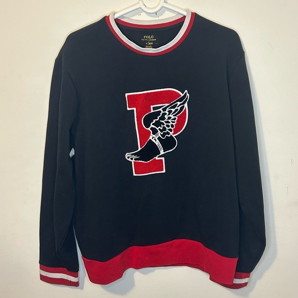 Polo Ralph Lauren Large P Wing Logo Collection Black Top Jumper Pullover 80/100a - Picture 1 of 5